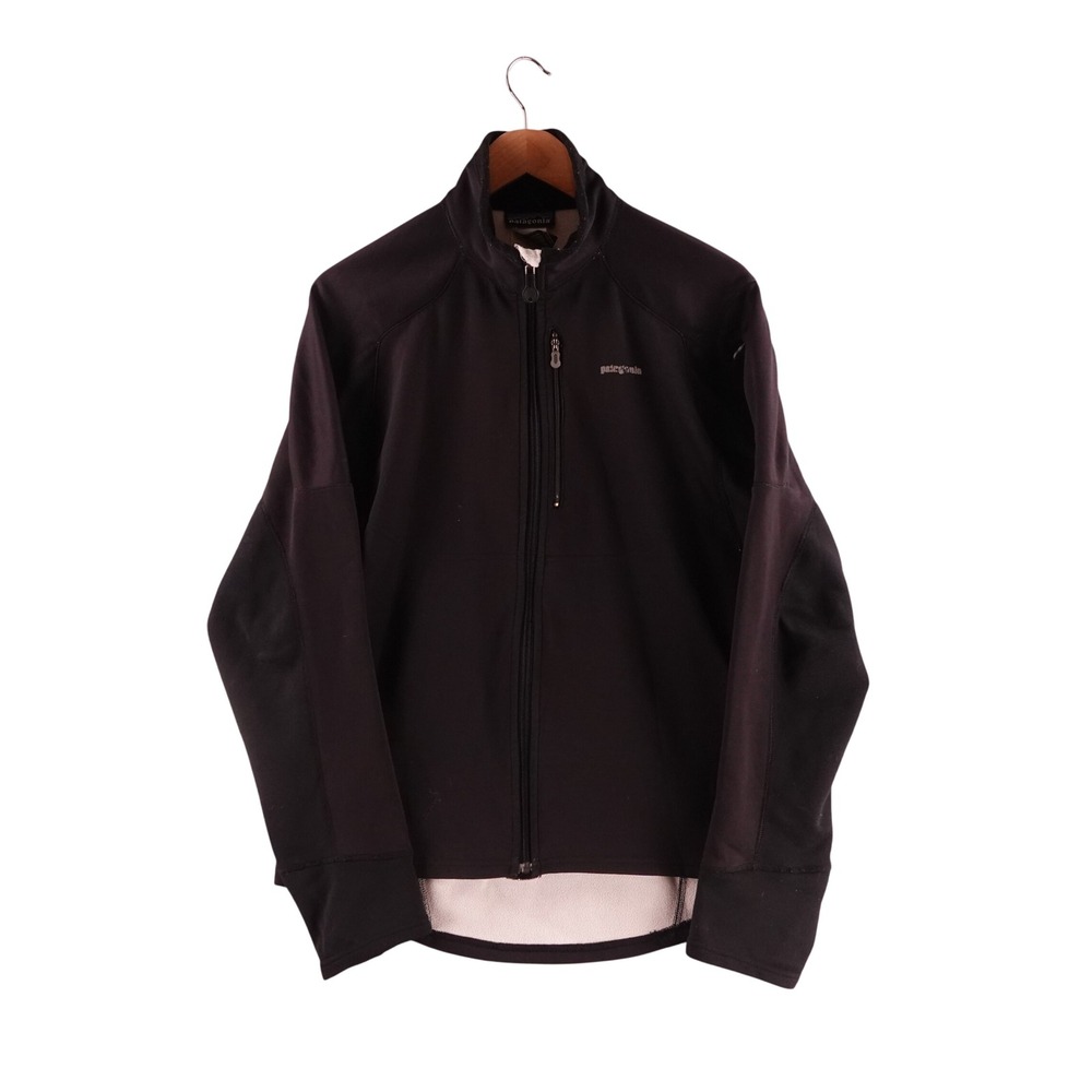 Patagonia Womens Medium Full Zip Fleece Jacket Black Thumbholes Camping